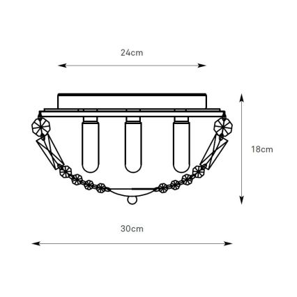 Markslöjd 109031 - Candeeiro de tecto para casa de banho ESTELLE 3xG9/20W/230V Ø 30 cm IP44 latão