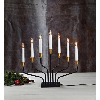 Markslöjd 703578 - Castiçal de natal BROSA 7xE10/3W/230/34V preto