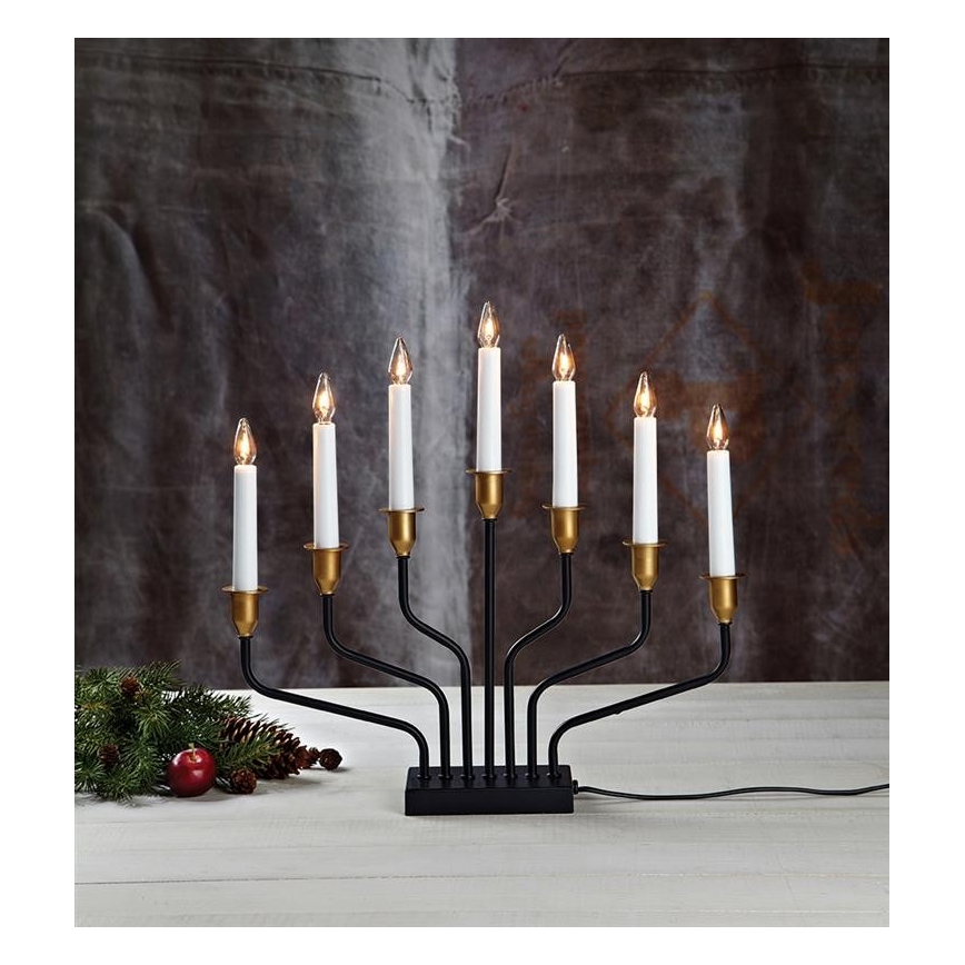 Markslöjd 703578 - Castiçal de natal BROSA 7xE10/3W/230/34V preto