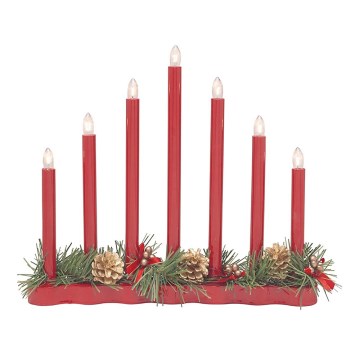 Markslöjd 704018 - Castiçal de natal HOL 7xE10/0,06W/230V vermelho