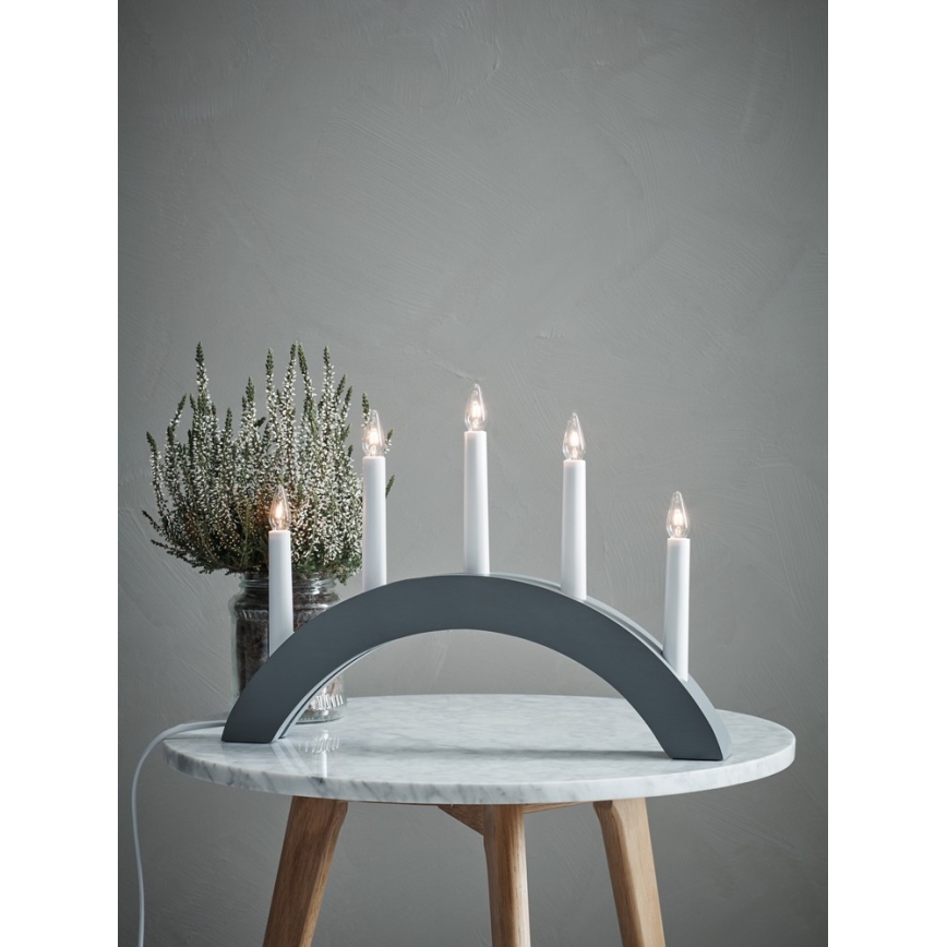 Markslöjd 704470 - Castiçal de natal ATLE 5xE10/3W/230V cinzento
