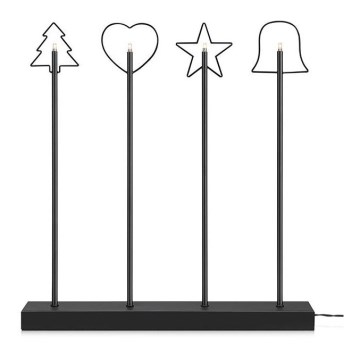 Markslöjd 705255 - Castiçal de Natal GINGER 4xE5/0,8W/12V preto