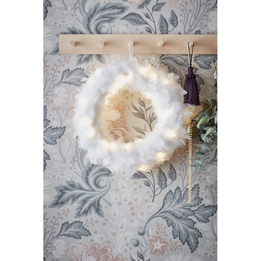 Markslöjd 705290 -  Coroa de natal LED FEATHER LED/1,2W/3xAA diâmetro 35 cm