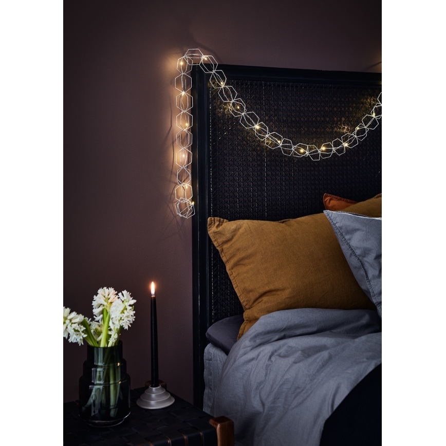 Markslöjd 705753 - Corrente decorativa LED SERVE LED/3xAA 1,9m prateado