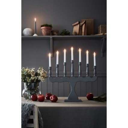 Markslöjd 705813 - Castiçal de Natal SVANEHOLM 7xE10/3W/230V pinho/cinzento