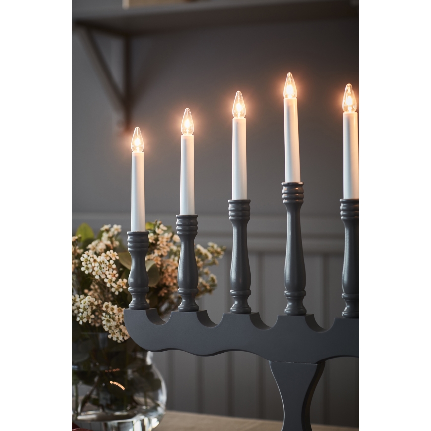 Markslöjd 705813 - Castiçal de Natal SVANEHOLM 7xE10/3W/230V pinho/cinzento