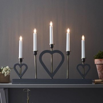 Markslöjd 705831 - Castiçal de Natal MELISSA 5xE10/3W/230V cinzento