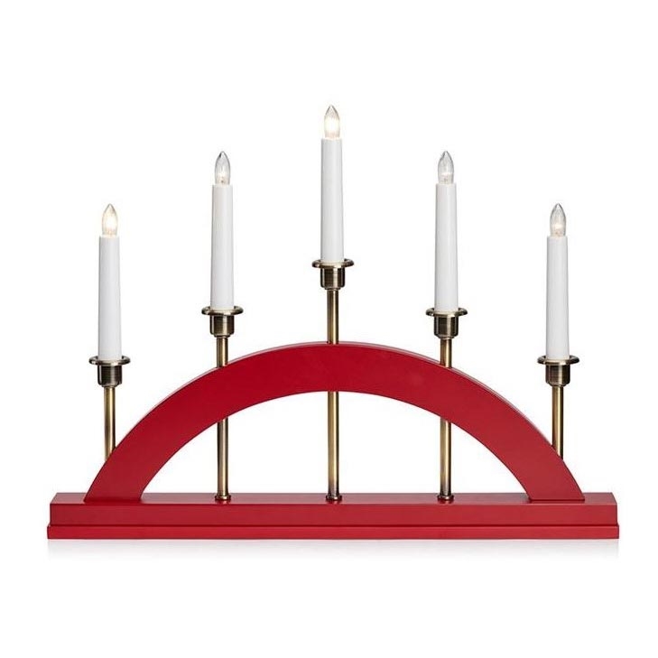 Markslöjd 705833 - Castiçal decorativo BRIDGE 5xE10/3W/230V vermelho