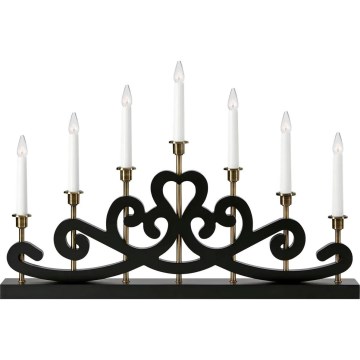 Markslöjd 705966 - Candelabro de Natal NIGHTFALL 7xE10/3W/230V preto/latão