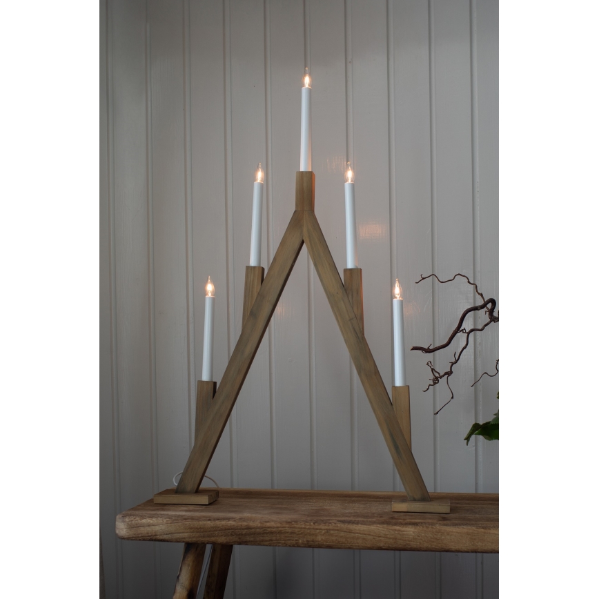 Markslöjd 706161 - Castiçal de Natal BJURFORS 5xE10/3W/230V castanho