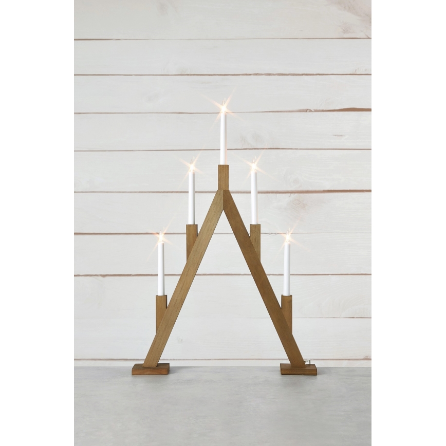 Markslöjd 706161 - Castiçal de Natal BJURFORS 5xE10/3W/230V castanho