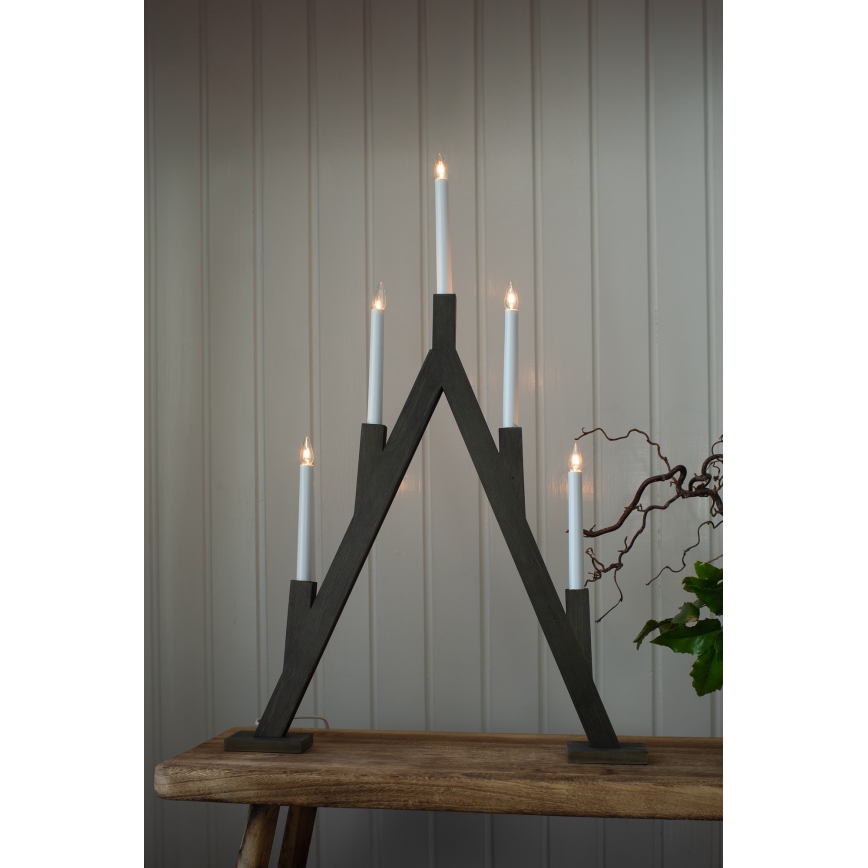 Markslöjd 706163 - Castiçal de Natal BJURFORS 5xE10/3W/230V castanho