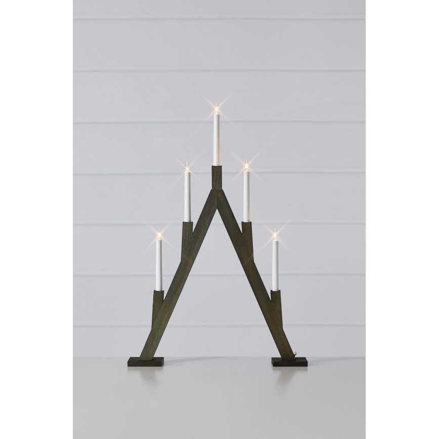 Markslöjd 706163 - Castiçal de Natal BJURFORS 5xE10/3W/230V castanho