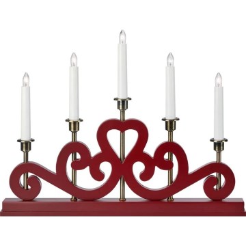 Markslöjd 706211 - Candelabro de Natal ENEBY 5xE10/3W/230V vermelho/latão
