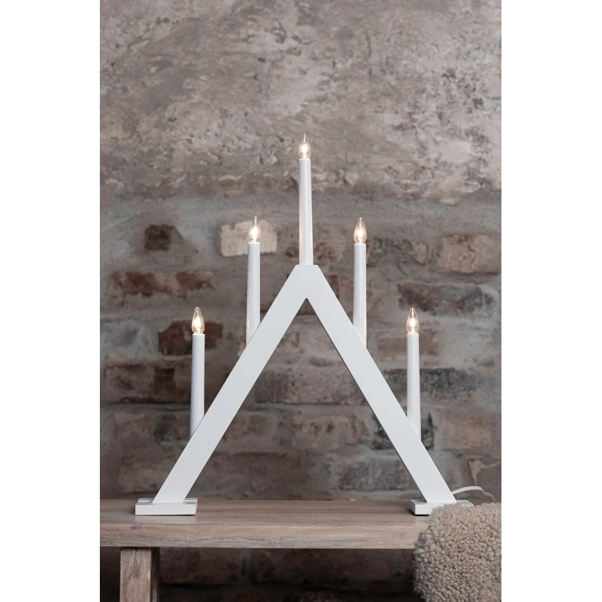Markslöjd 706222 - Castiçal de Natal ARIELE 5xE10/3W/230V pinho/branco