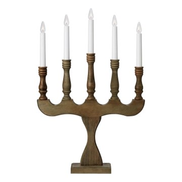 Markslöjd 706280 - Castiçal de Natal SVANEHOLM 5xE10/3W/230V pinho/castanho
