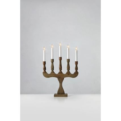 Markslöjd 706280 - Castiçal de Natal SVANEHOLM 5xE10/3W/230V pinho/castanho