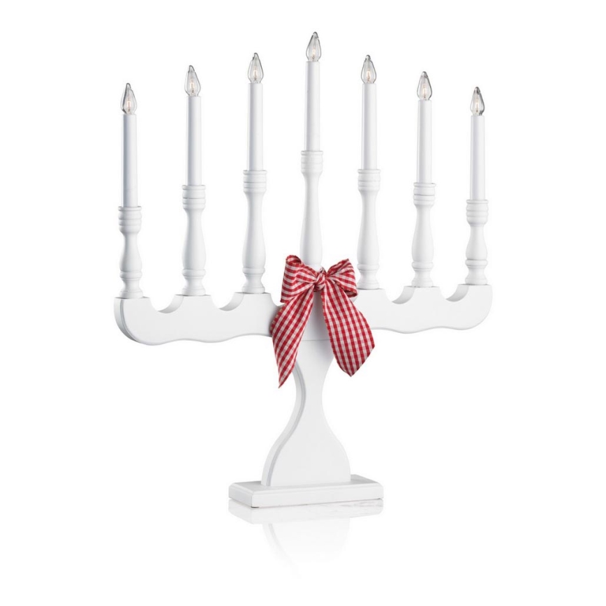 Markslöjd 8004 - Castiçal de natal SVANEHOLM 7xE10/3W/230V branco