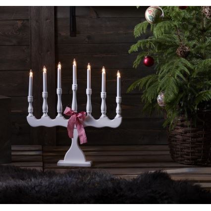 Markslöjd 8004 - Castiçal de natal SVANEHOLM 7xE10/3W/230V branco