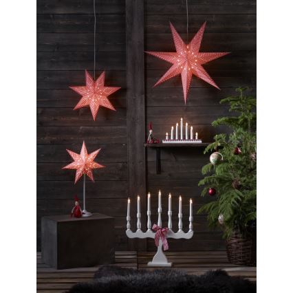 Markslöjd 8004 - Castiçal de natal SVANEHOLM 7xE10/3W/230V branco