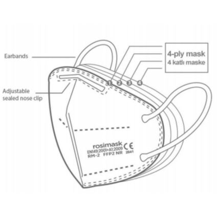 Máscara de tamanho de criança FFP2 ROSIMASK MR-12 NR amarela 1pc