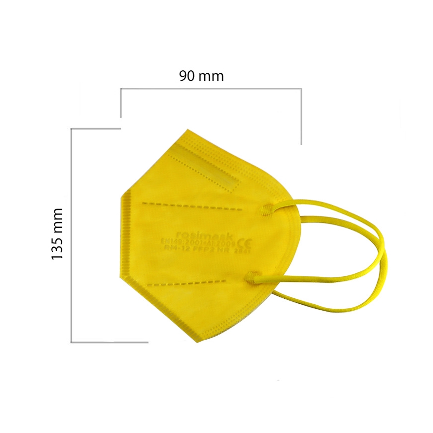 Máscara de tamanho de criança FFP2 ROSIMASK MR-12 NR amarela 1pc