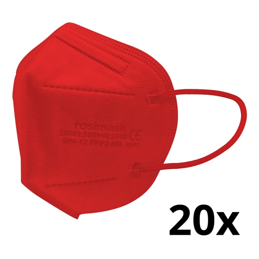 Máscara de tamanho de criança FFP2 ROSIMASK MR-12 NR vermelha 20pcs