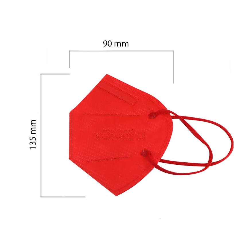 Máscara de tamanho de criança FFP2 ROSIMASK MR-12 NR vermelha 20pcs