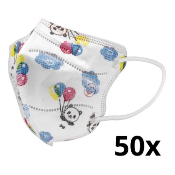 Máscara de tamanho infantil FFP2 Kids NR CE 0370 Panda branco 50pcs