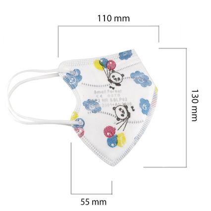 Máscara de tamanho infantil FFP2 Kids NR CE 0370 Panda branco 50pcs