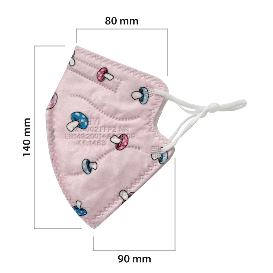 Máscara de tamanho infantil FFP2 NR Kids cogumelos 1pc