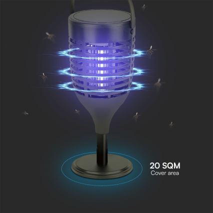 Mata-Insetos solar 3em1 LED/1,3W/3,7V IP24 20 mate