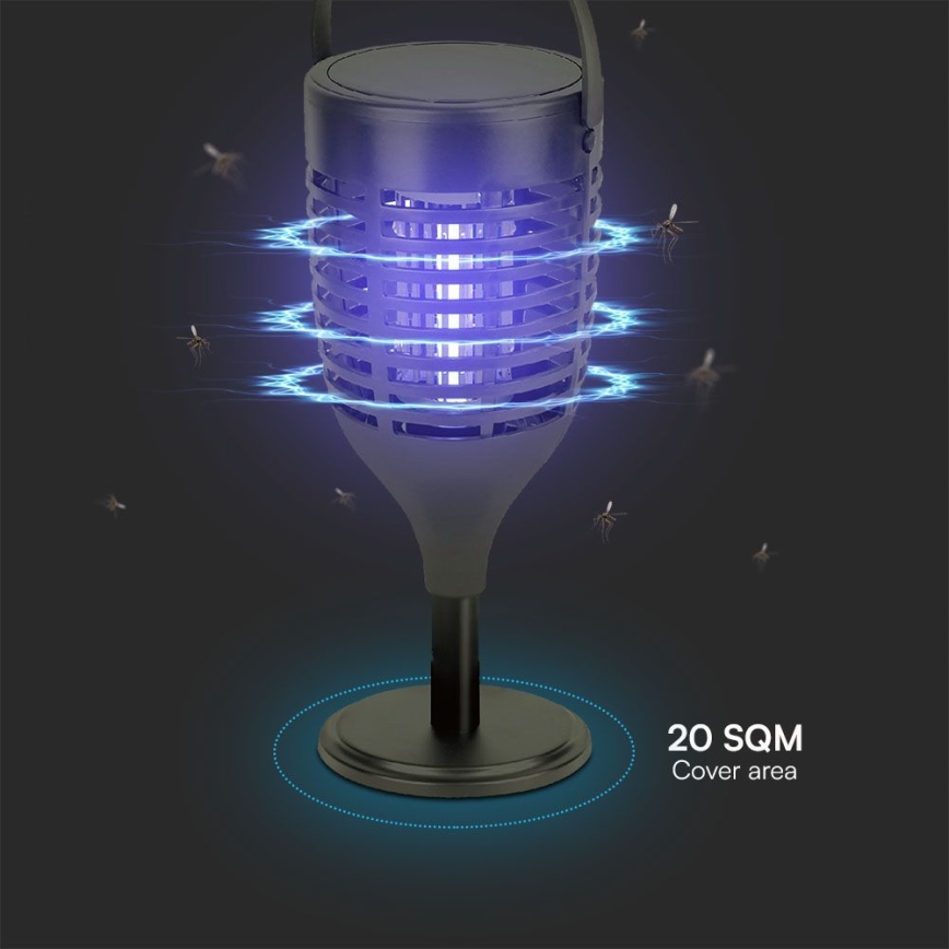 Mata-Insetos solar 3em1 LED/1,3W/3,7V IP24 20 mate