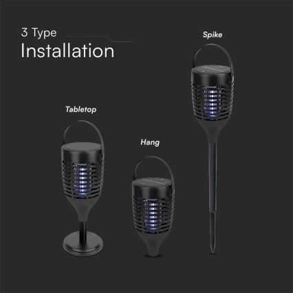 Mata-Insetos solar 3em1 LED/1,3W/3,7V IP24 20 mate