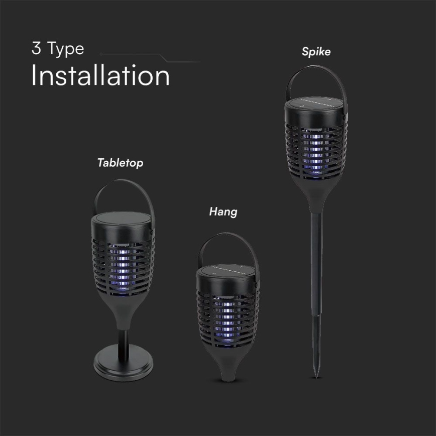 Mata-Insetos solar 3em1 LED/1,3W/3,7V IP24 20 mate