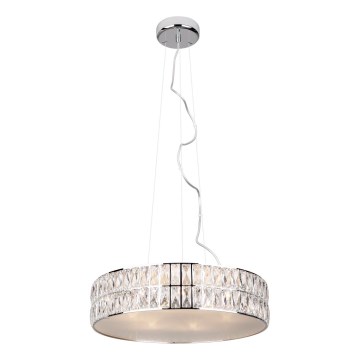 MAXLIGHT P0236 - Candeeiro suspenso DIAMANTE 5xG9/42W/230V diâmetro 38 cm cromado brilhante
