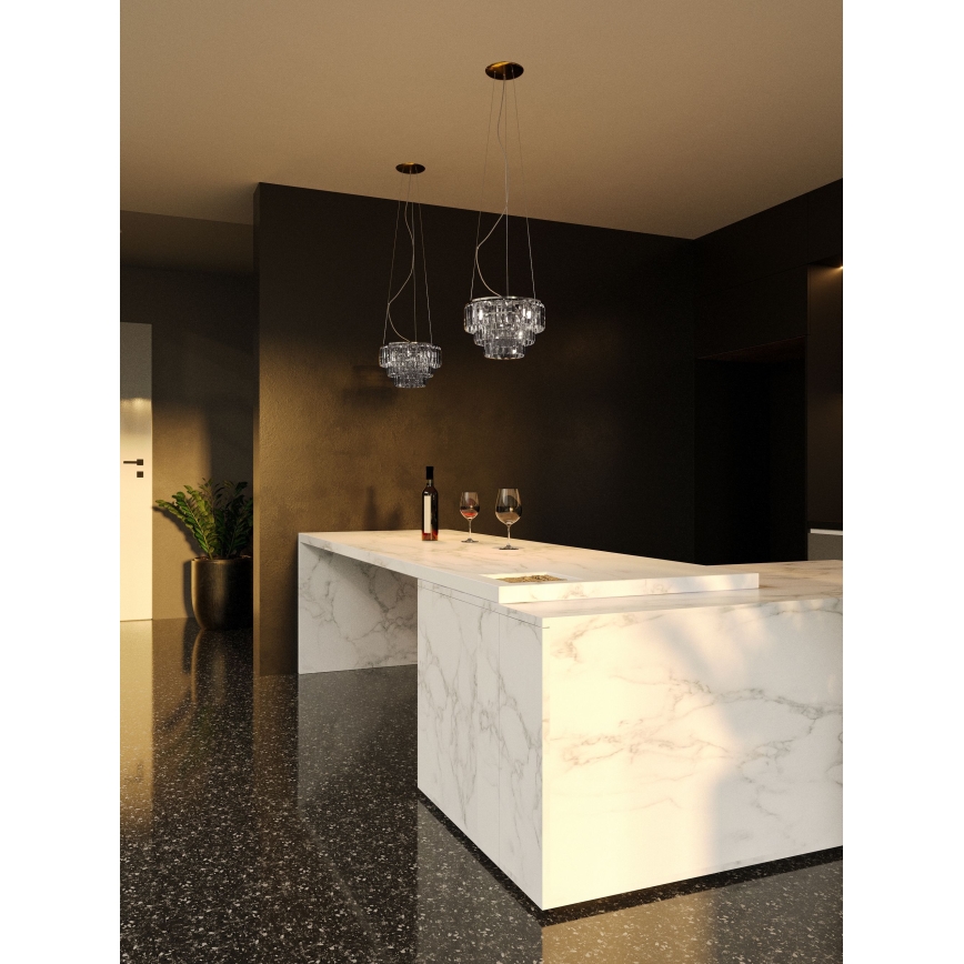 MAXLIGHT P0259 - Candeeiro suspenso MONACO 9xG9/40W/230V diâmetro 42 cm cromado brilhante