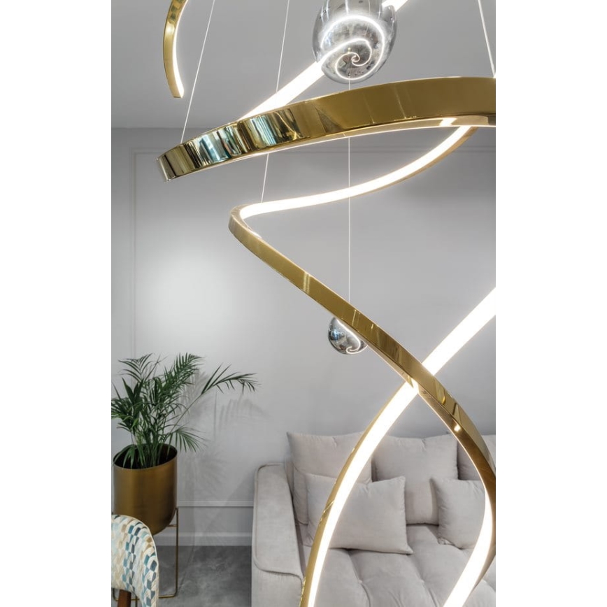MAXLIGHT P0483D - Candeeiro suspenso LED com regulação RITZ LED/100W/230V diâmetro 60 cm CRI 90 latão