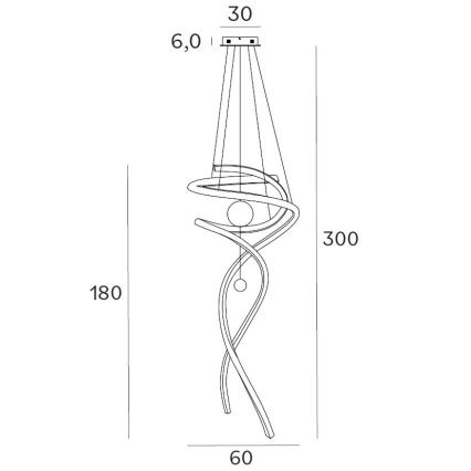 MAXLIGHT P0500D - Candeeiro suspenso LED com regulação RITZ LED/100W/230V diâmetro 60 cm CRI 90 preto
