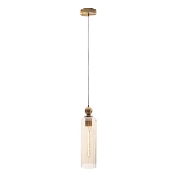 MAXLIGHT P0510 - Candeeiro suspenso CAMPANILA 1xE27/40W/230V diâmetro 10 cm latão/bege