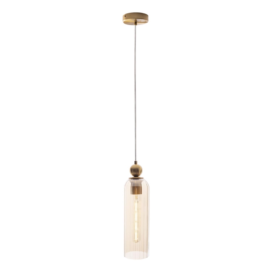 MAXLIGHT P0510 - Candeeiro suspenso CAMPANILA 1xE27/40W/230V diâmetro 10 cm latão/bege