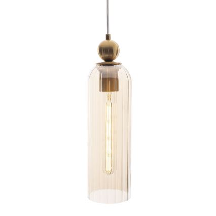 MAXLIGHT P0510 - Candeeiro suspenso CAMPANILA 1xE27/40W/230V diâmetro 10 cm latão/bege