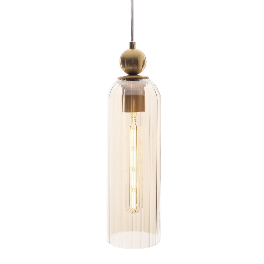 MAXLIGHT P0510 - Candeeiro suspenso CAMPANILA 1xE27/40W/230V diâmetro 10 cm latão/bege