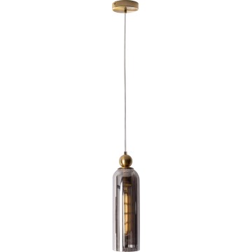 MAXLIGHT P0511 - Candeeiro suspenso CAMPANILA 1xE27/40W/230V diâmetro 10 cm latão/cinzento