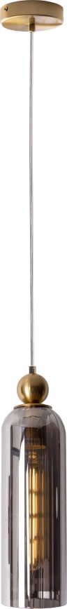 MAXLIGHT P0511 - Candeeiro suspenso CAMPANILA 1xE27/40W/230V diâmetro 10 cm latão/cinzento