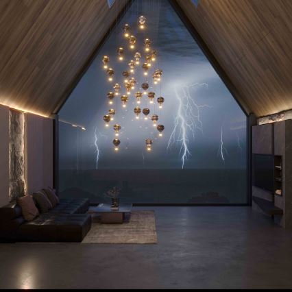 MAXLIGHT P0526D - Candeeiro suspenso LED com regulação PALLONCINI 11xLED/6W/230V diâmetro 45 cm transparente/bege/fumado