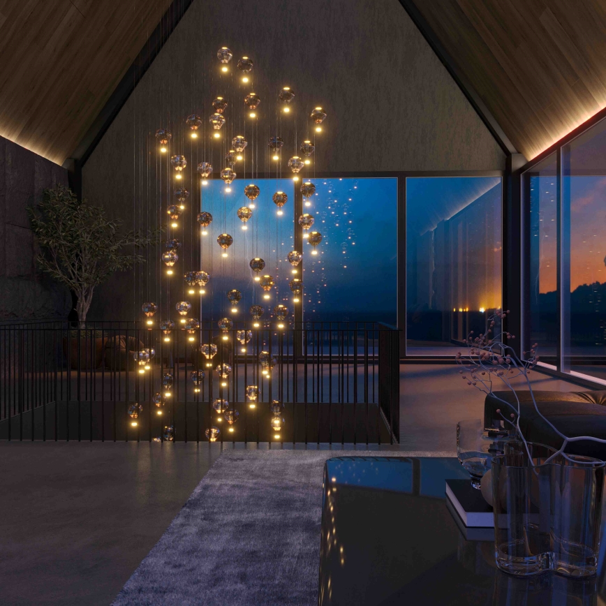 MAXLIGHT P0526D - Candeeiro suspenso LED com regulação PALLONCINI 11xLED/6W/230V diâmetro 45 cm transparente/bege/fumado