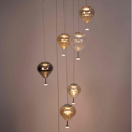 MAXLIGHT P0526D - Candeeiro suspenso LED com regulação PALLONCINI 11xLED/6W/230V diâmetro 45 cm transparente/bege/fumado