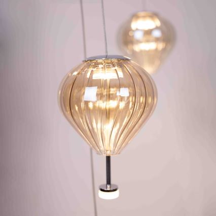 MAXLIGHT P0526D - Candeeiro suspenso LED com regulação PALLONCINI 11xLED/6W/230V diâmetro 45 cm transparente/bege/fumado