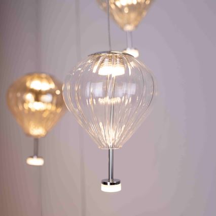 MAXLIGHT P0526D - Candeeiro suspenso LED com regulação PALLONCINI 11xLED/6W/230V diâmetro 45 cm transparente/bege/fumado